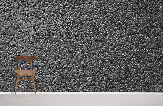 Luxurious Textured Black Concrete Mural Wallpaper