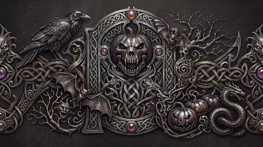 Raven Skull Serpent and Ornate Gothic Frame Halloween Wallpaper Mural - image 2