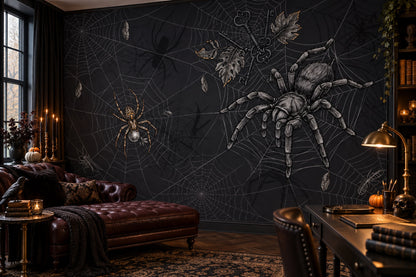 Giant Spiders and Webs Halloween Wallpaper Mural - image 1