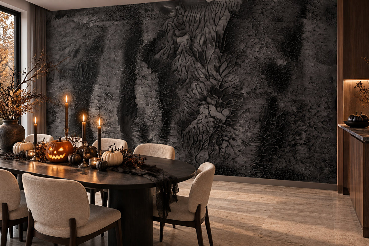 Black Furry Abstract Texture Halloween Wallpaper Mural - image 3