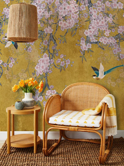 Wall mural wallpaper depicting blossoms at the entrance, perfect for use as hallway decor