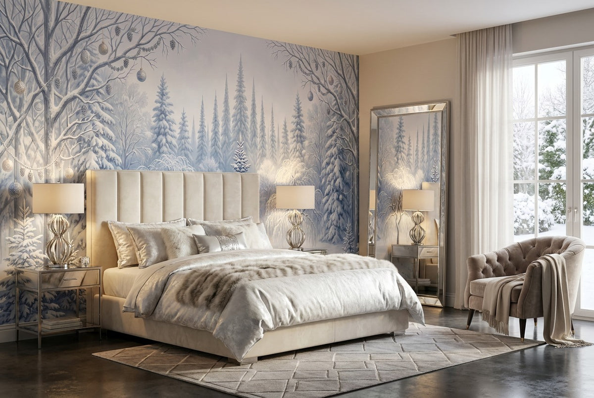 Blue Deer Winter Forest Wallpaper Mural