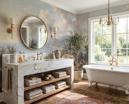 Blue Coastal Seascape Wallpaper Mural
