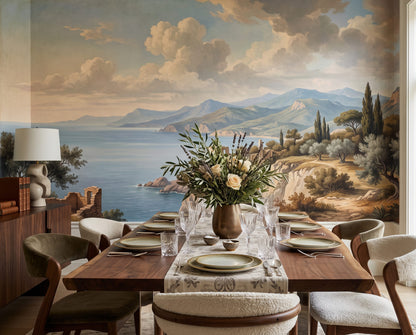 Blue Coastal Seascape Wallpaper Mural