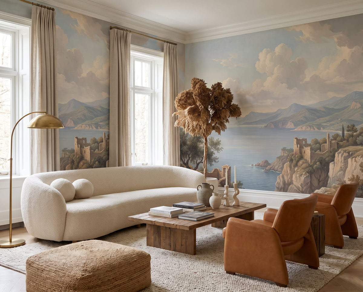 Blue Coastal Seascape Wallpaper Mural