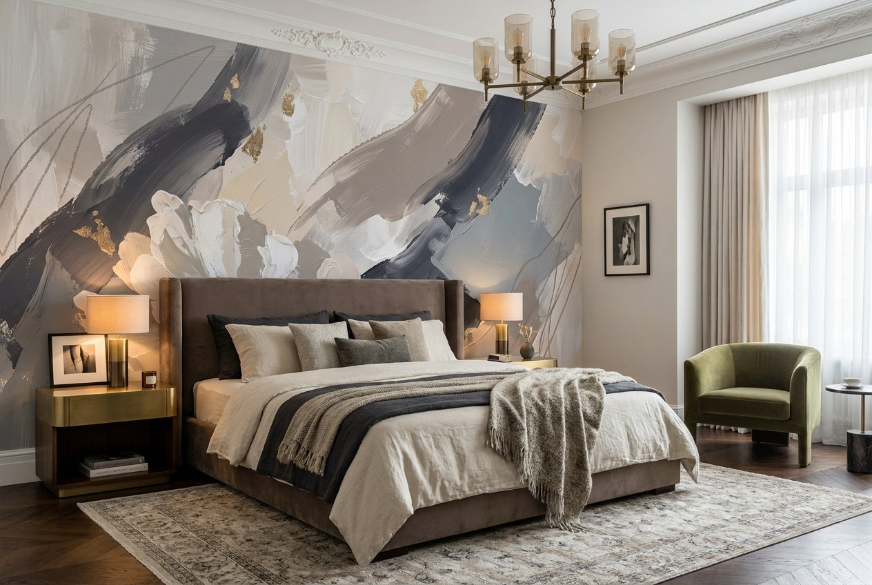 Blue Floral Wallpaper Mural view 4