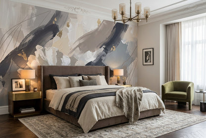 Blue Floral Wallpaper Mural view 4