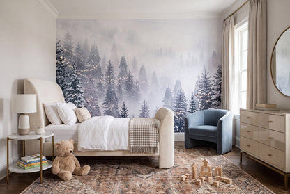 Light Blue Winter Forest Wallpaper Mural