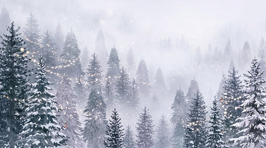 Light Blue Winter Forest Wallpaper Mural