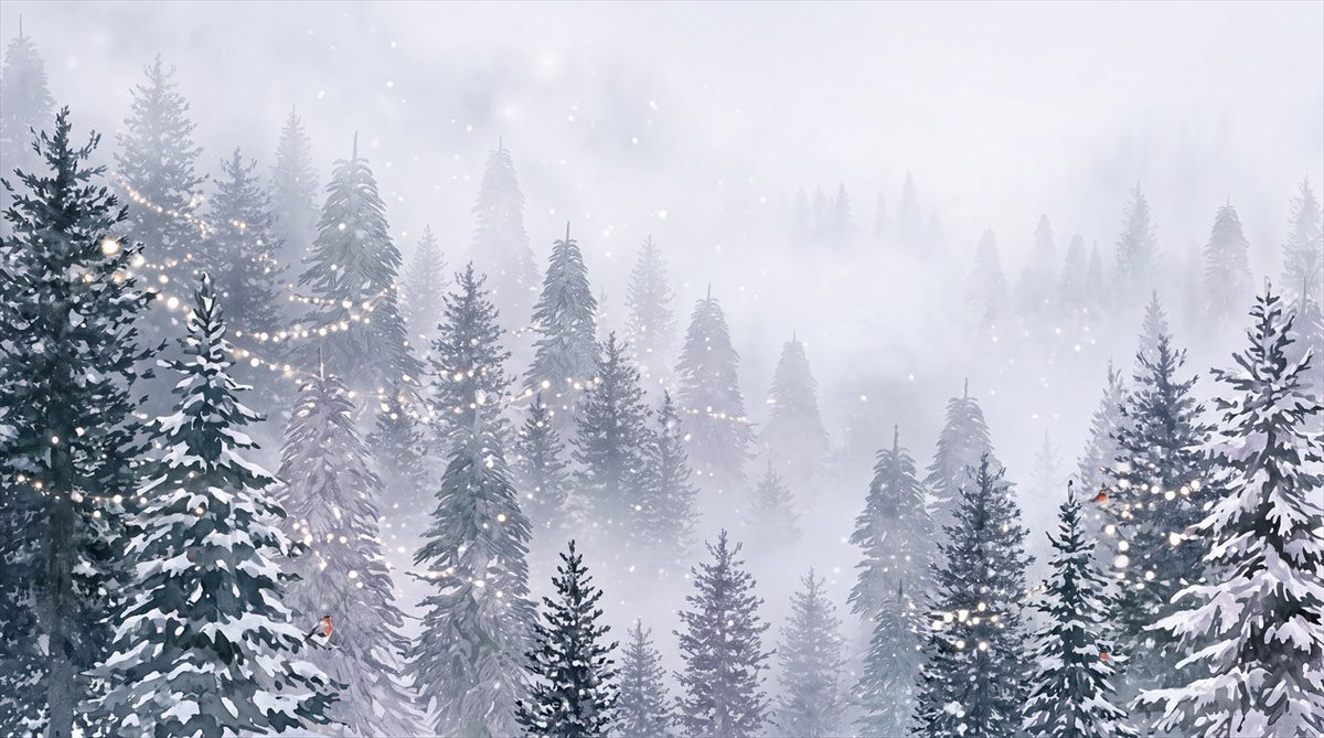 Light Blue Winter Forest Wallpaper Mural