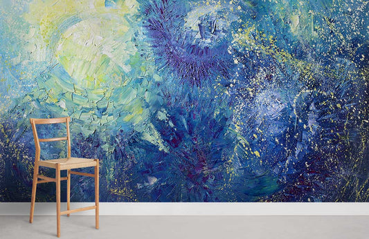 Abstract Blue Swirl Artistic Mural Wallpaper