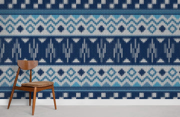 Navy Blue Geometric Scandinavian Mural Wallpaper