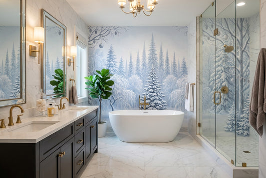 Blue Deer Winter Forest Wallpaper Mural