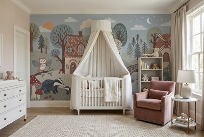 Blue Woodland Wallpaper Mural view 6