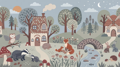 Blue Woodland Wallpaper Mural artwork