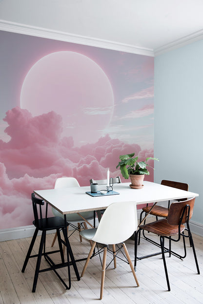 Blush Moon Cloudscape Mural Wallpaper