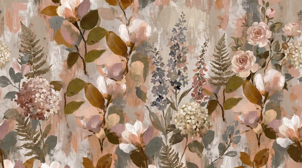 Blush Painted English Garden Wallpaper Mural - 11