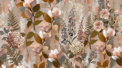 Blush Painted English Garden Wallpaper Mural - 11
