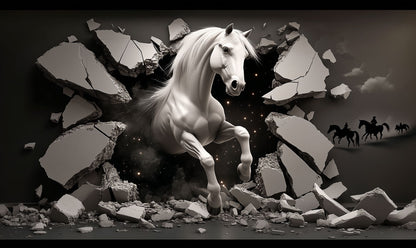Breakthrough White Stallion Mural Wallpaper