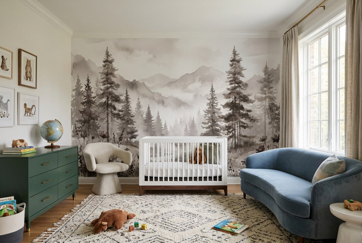 Moss Mountain Pine Forest Wallpaper Mural interior setting