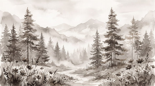 Moss Mountain Pine Forest Wallpaper Mural pattern detail