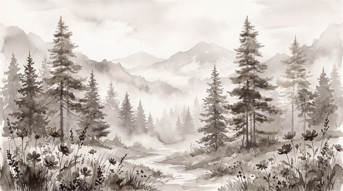 Moss Mountain Pine Forest Wallpaper Mural pattern detail
