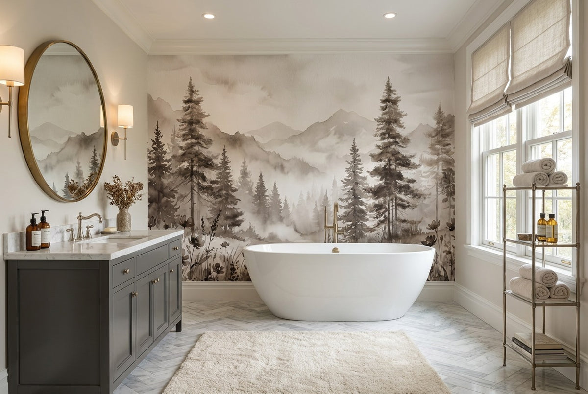 Moss Mountain Pine Forest Wallpaper Mural interior setting