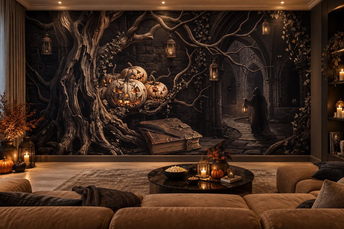 Jack O Lantern Hidden in Dark Forest Halloween Wallpaper Mural - image 4