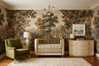 Brown Woodland Ruins Tapestry Wallpaper Mural - 5