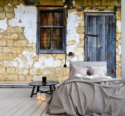Wallpaper of Old Windows and Doors in the Room