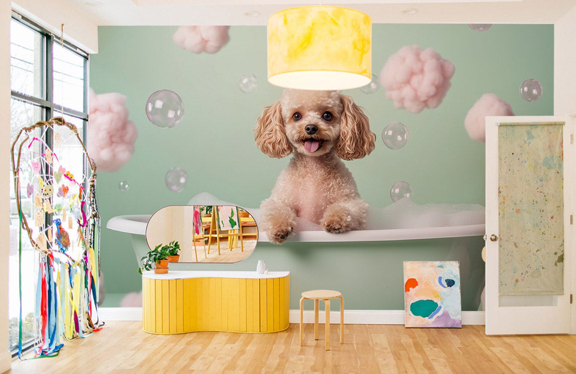 Bubble Bath Puppy Dream Mural Wallpaper
