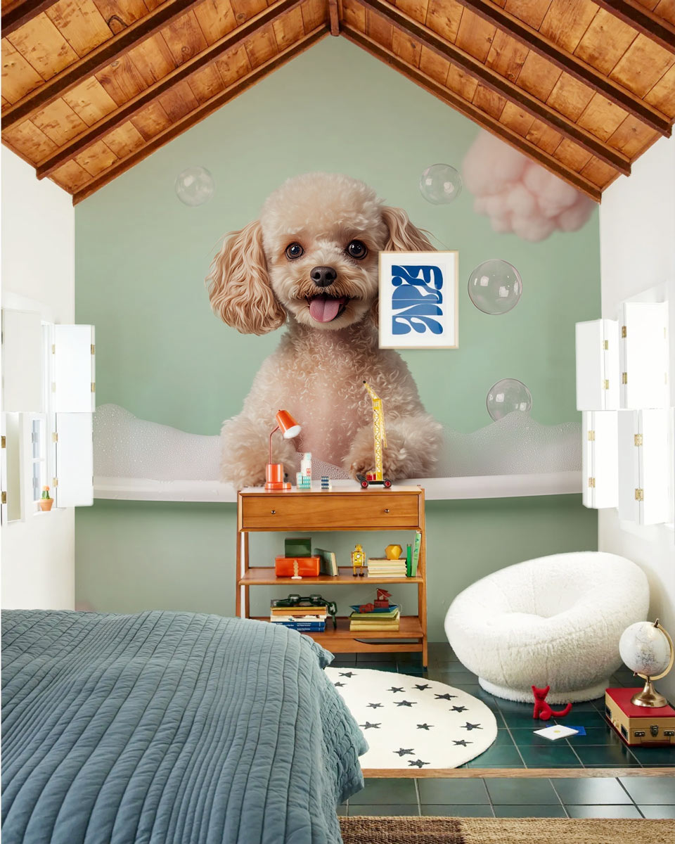 Bubble Bath Puppy Dream Mural Wallpaper