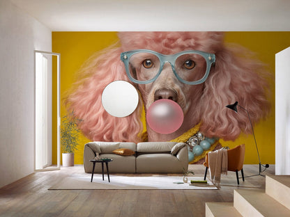 Bubblegum Poodle Pop Mural Wallpaper