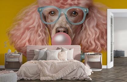 Bubblegum Poodle Pop Mural Wallpaper