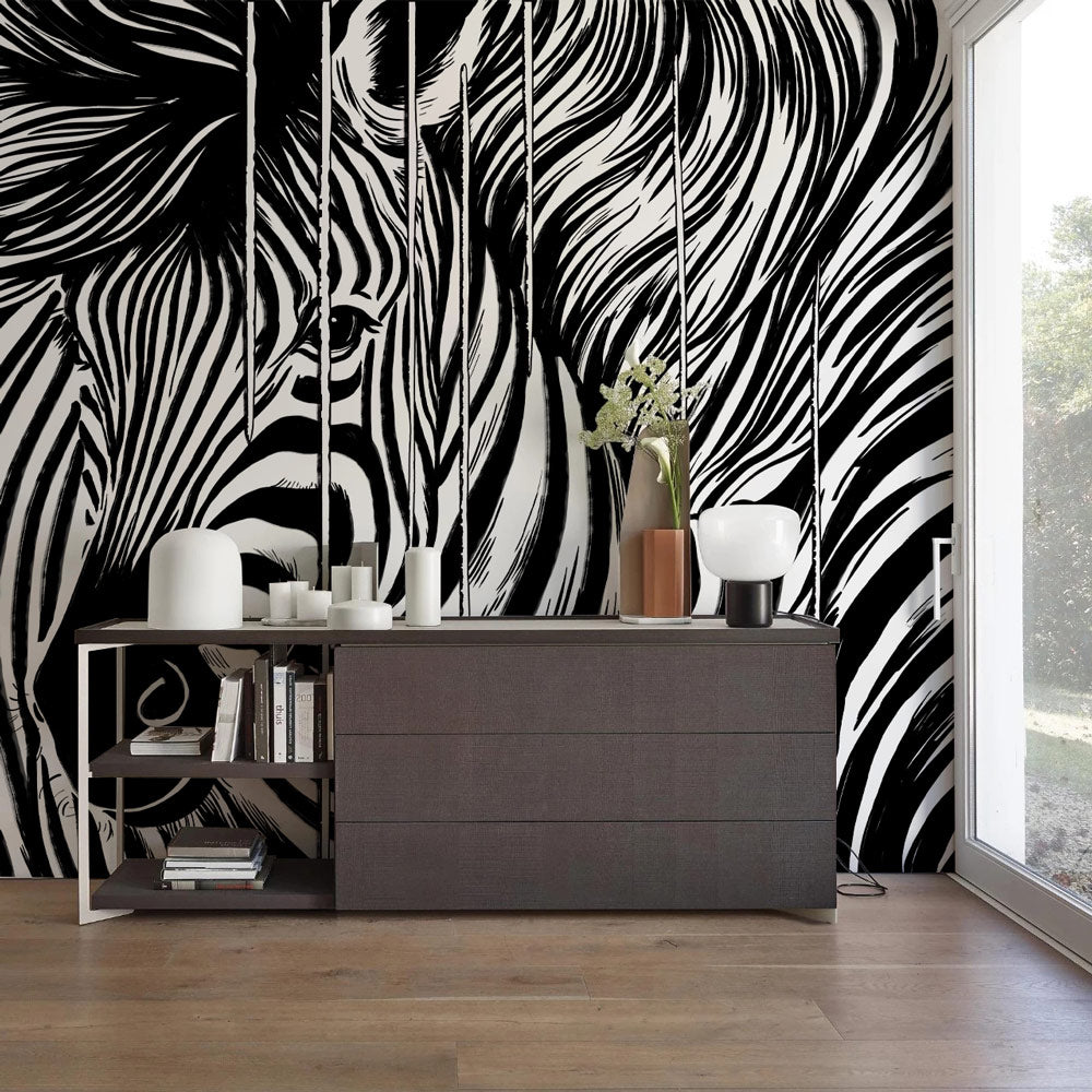 Zebra Stripes Mural Wallpaper