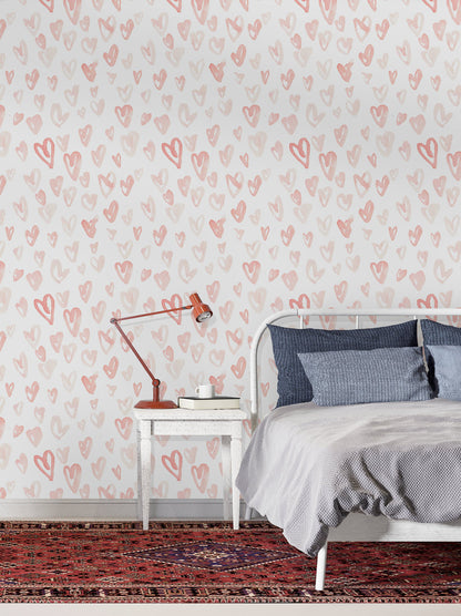 Heartfelt Whimsy Mural Wallpaper in bedroom