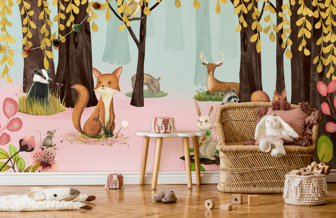 Enchanted Forest Animal Kid's Mural Wallpaper