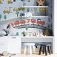 Children's Room Mural Wallpaper Featuring a Cartoon Scene of Bustling Traffic