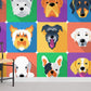 Colorful Canine Portraits Mural Wallpaper