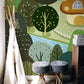 Trees in Cartoon Style Wallpaper Mural for Use in Decorating a Bedroom