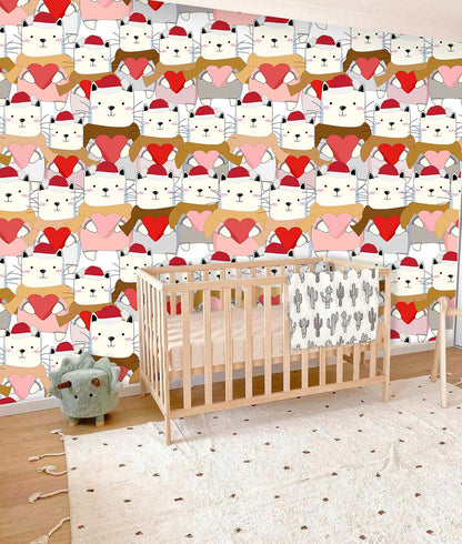 custom love cats animal wallpaper mural for kid's room