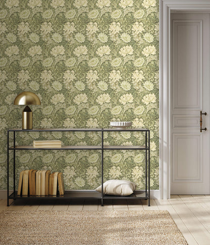 Verdant Floral Cascade Mural Wallpaper in entryway