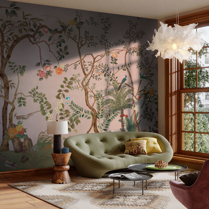 Blossom Serenade Mural Wallpaper in living room