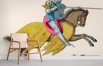 Medieval Knight Equestrian Mural Wallpaper