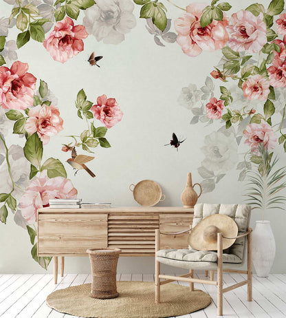 Fresh Oil Painting Forest Wallpaper Mural in living room