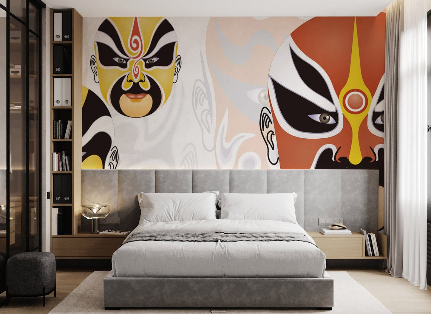 Traditional Chinese Opera Mask Wallpaper Mural