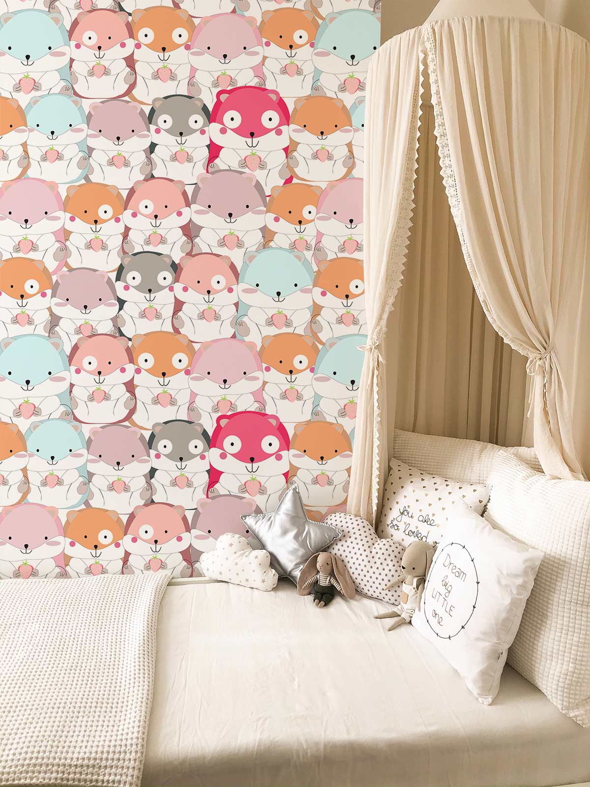 Cute Animal Illustration Kids Wallpaper Mural