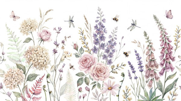 Clay Rose and Lavender Garden Wallpaper Mural - 6