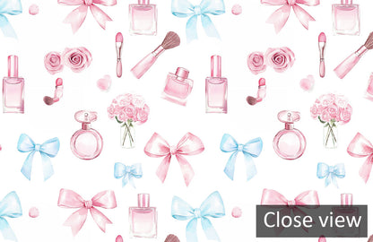 Beauty and Bows Mural Wallpaper in bathroom