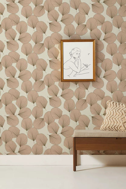 Hallway decor with cluttered ginkgo leaves wallpaper mural